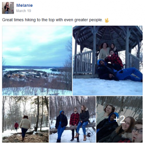 FB post - Melanie hiking